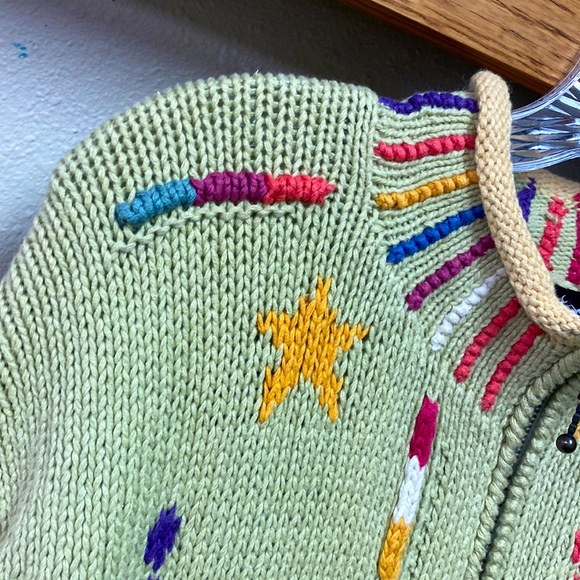 Icelandic designs knit zip down art to wear high collar cardigan ramie cotton - Picture 3 of 8